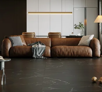 Диван из натуральной кожи, современный и простой для домашнего использования, коричневый дизайнерский креативный диван в стиле ретро.