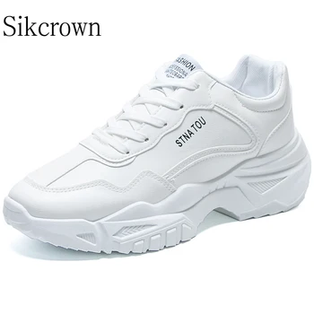 Дизайнерская массивная спортивная обувь для мужчин, белые кроссовки, модная мужская обувь, повседневная осенняя обувь для бега на платформе, мужская искусственная кожа, водонепроницаемая