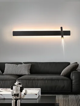 Длинный светодиодный настенный светильник minimalist creative Nordic теперь простой и легкий, роскошная прикроватная лампа в одну линию для спальни, чистая красная модель с