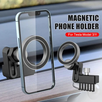 Для Tesla Модель 3 Y Магнитное Крепление Для Телефона Вентиляционное Отверстие Держатель Телефона Кронштейн Регулируемый на 360 ° Держатель для iPhone 14 13 12 Huawei Samsung