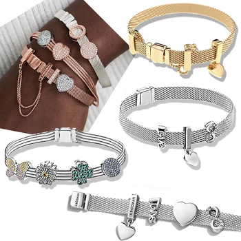 Для самых продаваемых женских серебряных браслетов выбирайте вышивку из серебра 925 пробы и используйте собственную оригинальную шейку браслета Pandora