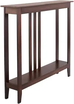 Домашний акцент в прихожей или консольный столик с античной отделкой, глубиной 7 дюймов, идеально подходит для небольших помещений, темно-коричневый