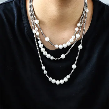 Жемчужное ожерелье из титановой стали, аксессуары в стиле звезды для мужчин и женщин, модный бренд INS, цепочка-ошейник в стиле хип-хоп, ювелирные изделия