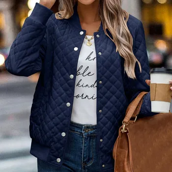 Женская модная бейсбольная куртка, женское винтажное пальто с воротником-стойкой и длинным рукавом, весенняя шикарная женская верхняя одежда для отдыха, топ