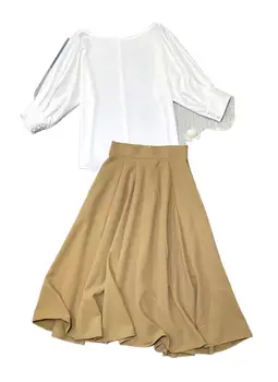 Женская одежда 2023 года, летний белый топ в новом стиле с юбкой с высокой талией 0730