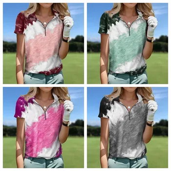 Женская рубашка поло Sunday Swagger, рубашка для гольфа, Дышащая Быстросохнущая одежда для гольфа на молнии с короткими рукавами, одежда для гольфа для женщин