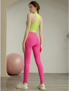 Женская спортивная одежда для фитнеса Naked с высокой талией, обтягивающая верхняя одежда для бега, персиковые быстросохнущие брюки для йоги без стеснения
