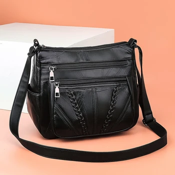 Женская сумка из мягкой кожи, многослойная сумка через плечо, высококачественные маленькие сумки-мессенджеры, дизайнерская женская сумка Bolso