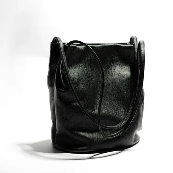 Женская сумка из натуральной кожи большой емкости сумка-тоут мягкая кожаная сумка-мешок для отдыха вертикальный абзац сумка-тоут на одно плечо