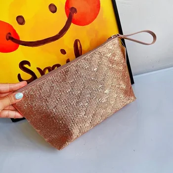 Женский клатч с золотой бахромой 2023 года, простая косметичка, сумка для хранения, дорожная сумка для туалетных принадлежностей