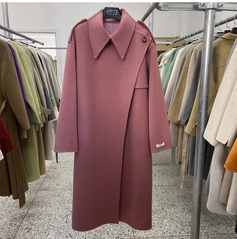 Женское двустороннее кашемировое пальто средней длины Dry Rose, зимнее утолщенное шерстяное пальто для женщин
