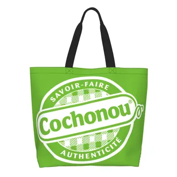 Изготовленные на заказ холщовые сумки для покупок Pig Cochonou, женские сумки для переработки продуктов большой емкости, сумки для покупок
