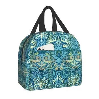 Изолированная сумка для ланча с принтом животных Уильяма Морриса С цветочным рисунком Кулер Термальный Ланч-бокс для женщин, детей, школьных офисных сумок для пикника.