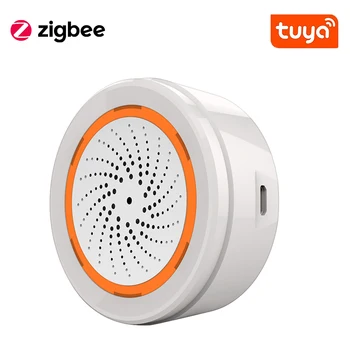 Интеллектуальная сирена Tuya Zigbee, датчик температуры и влажности, домашняя охрана со стробоскопическими оповещениями, работает с TUYA Smart Hub