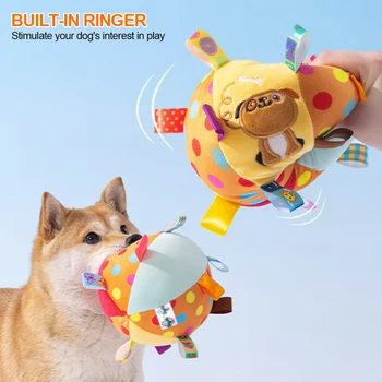 Интерактивная игрушка для собак с мячом для тренировки агрессивных жевателей, устойчивые к укусам Плюшевые игрушки для собак с колокольчиками, товары для домашних животных