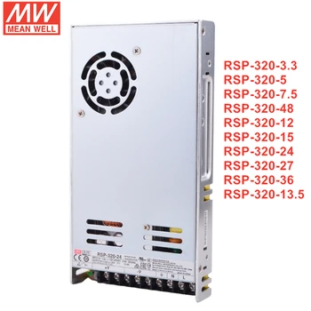Источник питания MEAN WELL серии RSP-320 мощностью 320 Вт с одним выходом и функцией PFC RSP-320-3.3/5/7.5/12/15/24/27/36/ 48 В