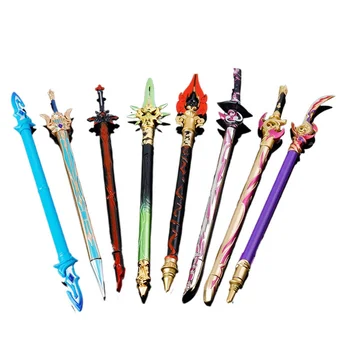 Канцелярская ручка Genshin Impact в форме оружия, металлические гелевые ручки Raiden Shogun / xikao kawaii, канцелярские милые ручки