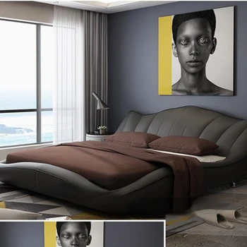 Каркас кровати из натуральной кожи America, Современные Мягкие кровати, Домашняя мебель для спальни cama muebles de dormitorio / camas quarto