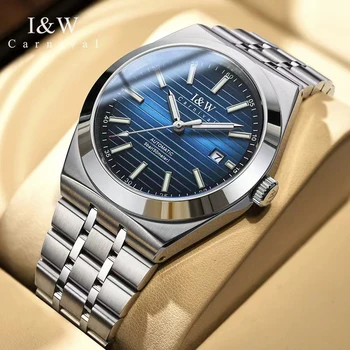 Карнавальная высококачественная серия IW, роскошные мужские механические часы с механизмом MIYOTA, сапфировые модные синие часы из нержавеющей стали