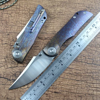 Качественный уличный складной нож TWOSUN M390 с керамическим лезвием и шарикоподшипником, Цветная титановая ручка, охотничий подарок TS269