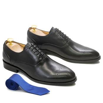 Классические мужские оксфорды итальянского дизайнера, Оксфорды из натуральной кожи, Однотонные темно-коричневые черные официальные туфли для бизнеса