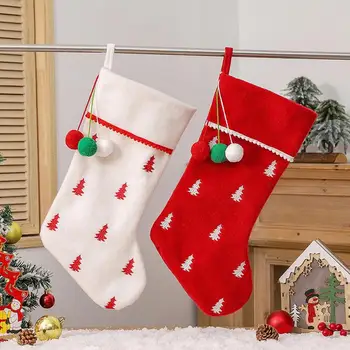 Классические рождественские чулки Мягкие и милые рождественские украшения для камина, носки, традиционные гобелены, чулки на Рождество.
