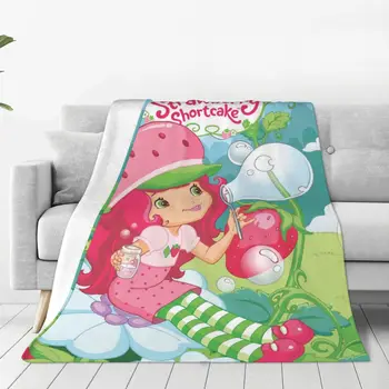 Клубничное песочное одеяло с цветочным принтом, флисовые супер мягкие одеяла с милым мультяшным рисунком для домашнего дивана, стеганое одеяло для спальни 1
