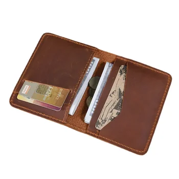 Кожаный держатель кредитной ID-карты ручной работы, Кожаный мужской кошелек Crazy Horse для карт, держатель банковской карты из натуральной кожи.