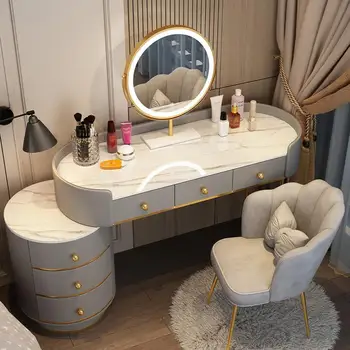 Комоды для спальни со светодиодным зеркалом Туалетный столик Туалетный столик для маленькой квартиры Шкаф для хранения Мебели для спальни