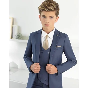 Комплект из трех предметов для мальчиков (куртка + брюки + жилет) 2023 года, новая модная красивая официальная одежда высокого класса