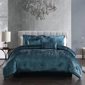 Комплект одеял Riverbrook Home Turin, Queen, синий, комплект из 7 предметов