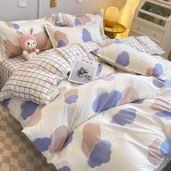 Комплект постельного белья Cute Blue Cloud, Простой набор пододеяльников, Одноместный, Двойной Размер, Пододеяльники с цветочным рисунком.