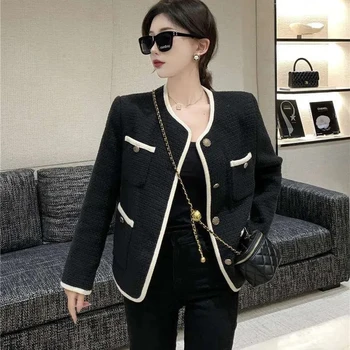 Корейская повседневная женская куртка с круглым вырезом, модные пальто с несколькими карманами, Элегантная женская однобортная верхняя одежда для улицы, ветрозащитная верхняя одежда