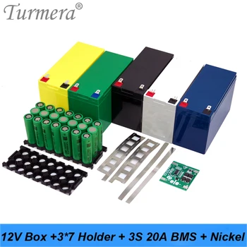 Коробка для хранения аккумуляторных батарей Turmera 12V 7Ah-20Ah, держатель 3X7 18650, 3S 20A BMS со сварочным никелем для замены свинцово-кислотных аккумуляторов для мотоциклов