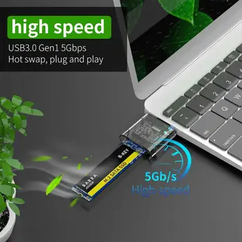 Корпус SSD M2, корпус SATA, высокоскоростной адаптер USB 3.0, 5 Гбит /с, коробка для SSD-дисков Gen 1