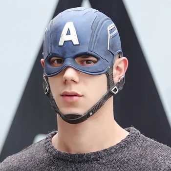 Косплей супергероя Капитан Америка Гражданская война CA Маска Стивен Роджерс Латексный шлем костюм Маскарадная вечеринка аниме сценическое шоу реквизит