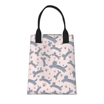 Кошачьи лапы, большая модная сумка для покупок с ручками, многоразовая хозяйственная сумка из прочной винтажной хлопчатобумажной ткани