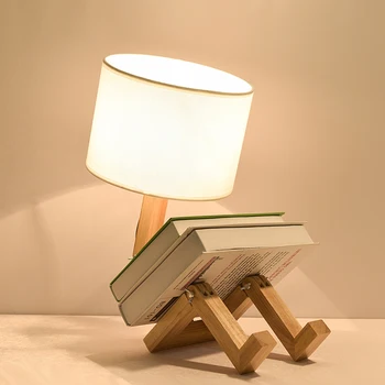 Креативная настольная лампа в форме деревянного Робота Для домашнего кабинета, Модная Настольная лампа для чтения, Скандинавский Современный Настольный Декоративный ночник