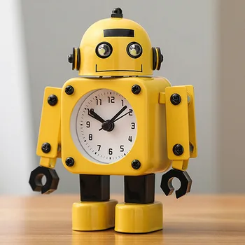 Креативный студенческий настольный будильник, новые часы-робот, индивидуальные металлические настольные часы, мультяшный робот, детский будильник