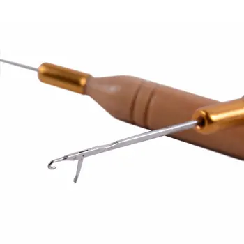 Крючок с деревянной ручкой, игла, микроколечки, игольчатые инструменты для наращивания волос, аксессуары для шитья, вязание своими руками