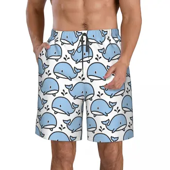 Летние мужские шорты с китовой 3D-печатью, пляжные гавайские домашние шорты на шнурках в стиле досуга