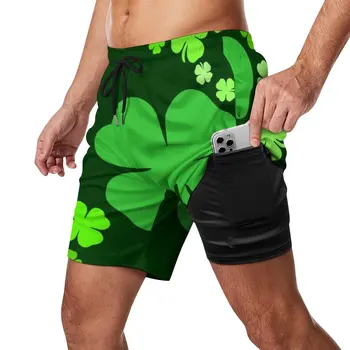 Летние пляжные шорты St Patricks Day Running Lucky Shamrocks ST Patricks Celebrate Board Короткие брюки Повседневные быстросохнущие плавки