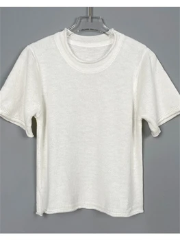 Летняя женская футболка, женская одежда, женская эластичность, женский топ-труба оверсайз с коротким рукавом, трикотажные топы Canale Y2k, футболка