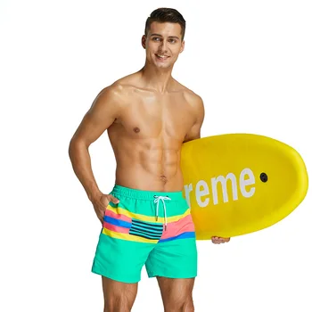 Летняя мужская пляжная одежда SEOBEAM с подкладкой из полиэстера, пляжная одежда, повседневные мужские шорты с карманами