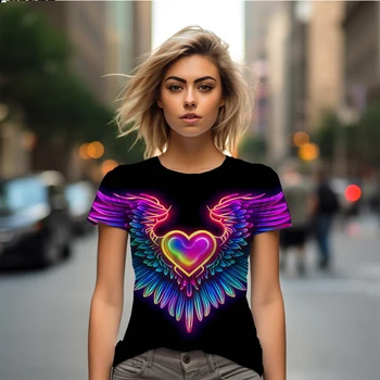 Летняя новая женская футболка Love с 3D-принтом, женская футболка, персонализированная Женская футболка для отдыха, Модные Тенденции, Женская футболка