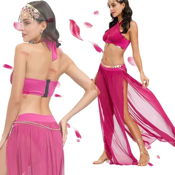 Летняя Новая индийская народная одежда, арабская Чистая Розово-красная танцовщица, Танец Живота, Сексуальное платье, хлопчатобумажная пряжа, Сенсация, подаренная Филом