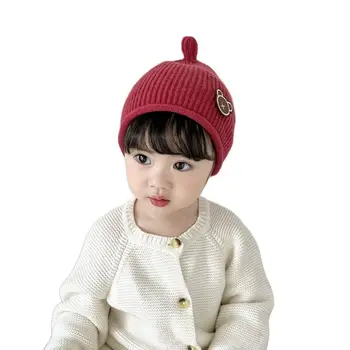 Лучшая Зимняя детская шапочка-бини с длинной антенной, защита ушей, вязаная шапка для маленьких мальчиков и девочек, милая однотонная теплая детская шапка крючком