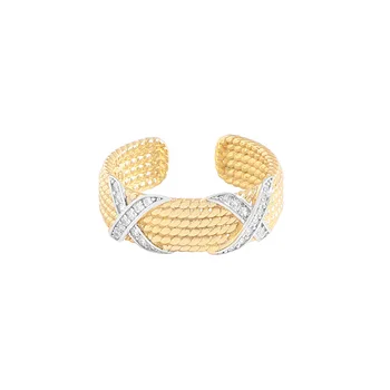 Маленький и роскошный дизайн, двухцветная лента для скручивания жареного теста, кольцо с цирконом, женское кольцо из стерлингового серебра 925 пробы