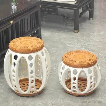 Мебель для дома Пластиковый Складной Табурет для гостиной в китайском стиле, Чайный столик, Круглые Табуретки, Подставка для ног, Креативный Барабанный стул, Мобильное сиденье