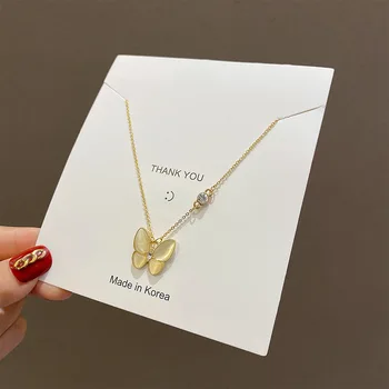 Милые ожерелья-бабочки Для женщин Кулон из смолы Ожерелье из Титановой стали 2023 Летний подарок Роскошная цепочка для ключиц Модные украшения